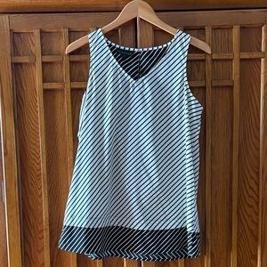 Attention Black and White Diagonal Striped Blouse